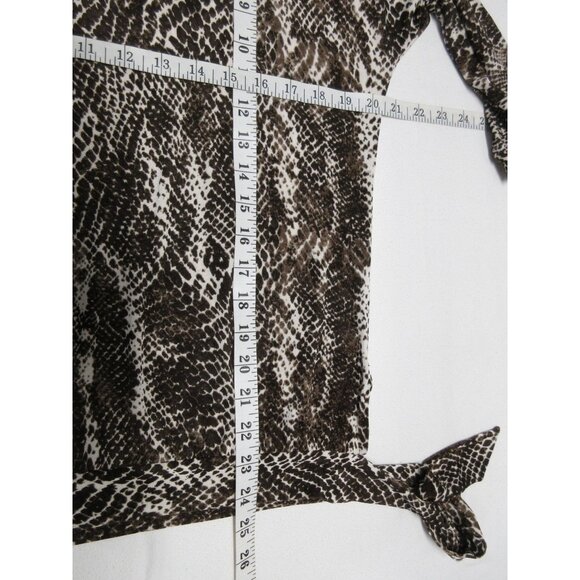 Chico's Travelers women's‎ 3/4 sleeve snake lizard print side tie blouse S - Picture 8 of 10